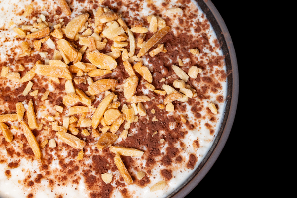 Оризов пудинг с крокан от филирани бадеми